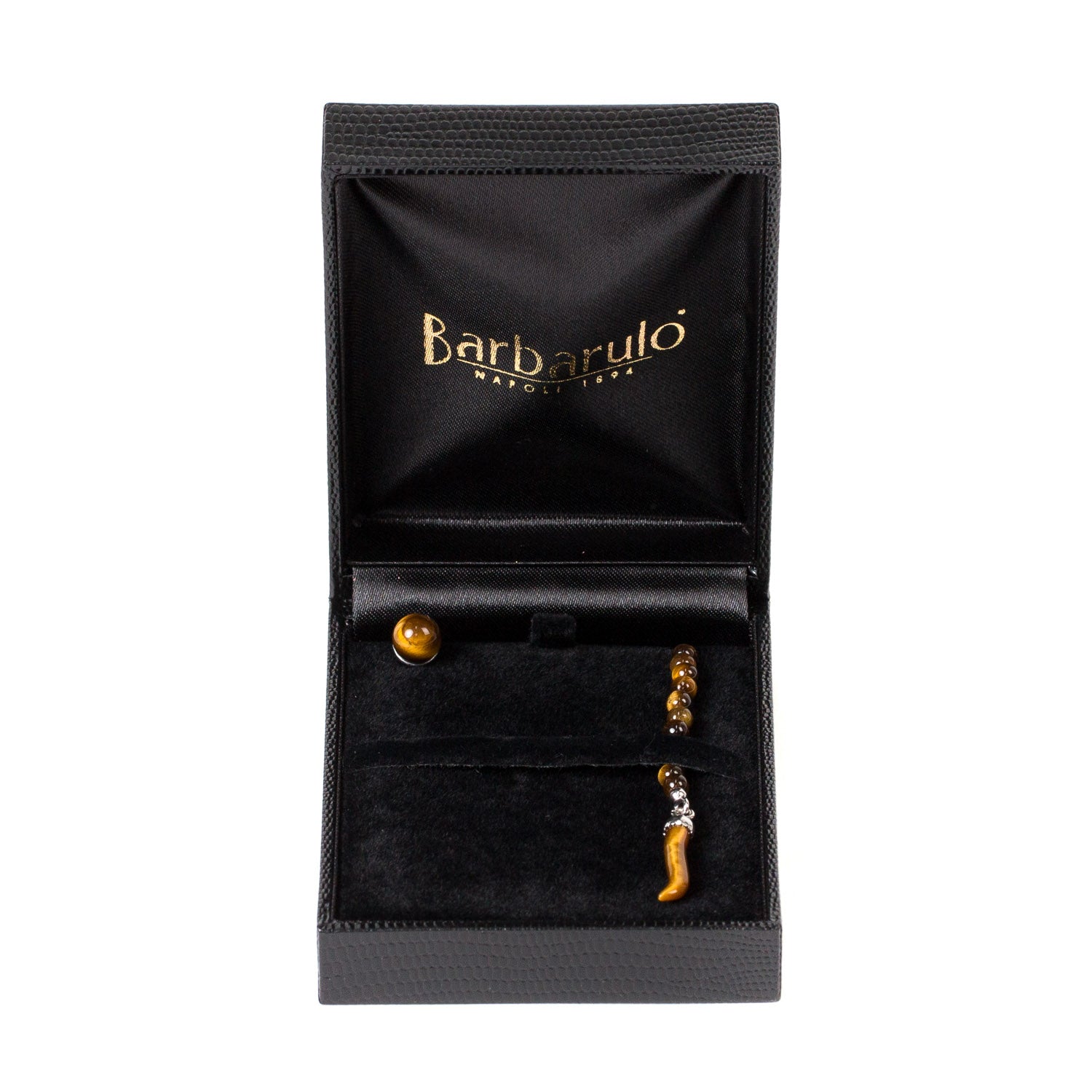 Knopflochkette "Tiger's Eye Ball" aus Sterling Silber - Handarbeit